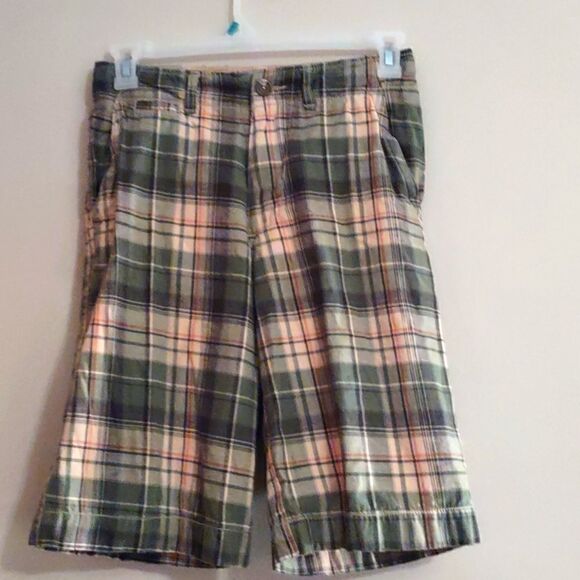 No Boundaries Men's‎ size 28 green orange cream plaid Light Academia shorts - Picture 1 of 7